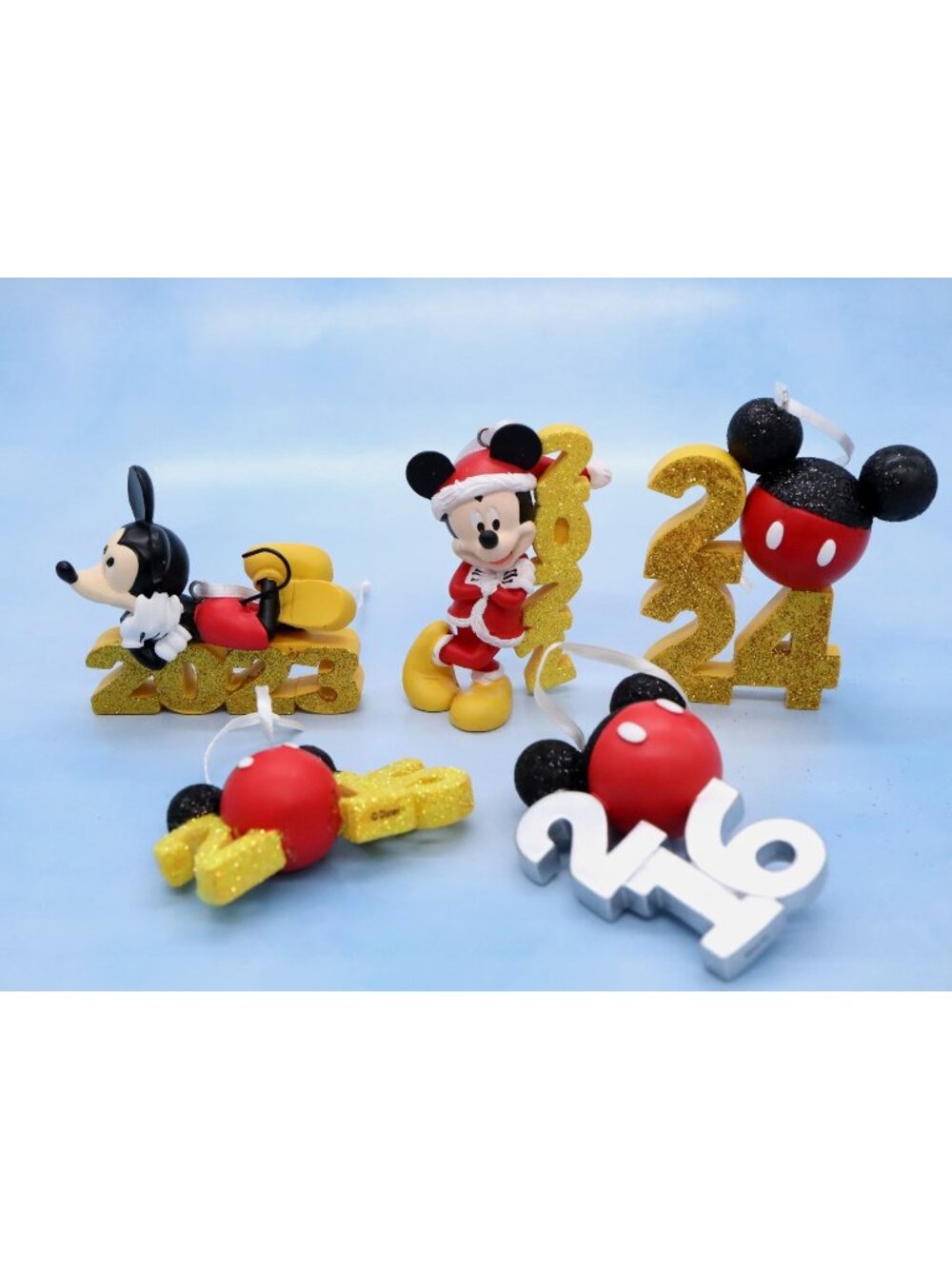 Lot of 5 Hallmark Disney Mickey Year Ornaments 2015 2016 2022 2023 2024
